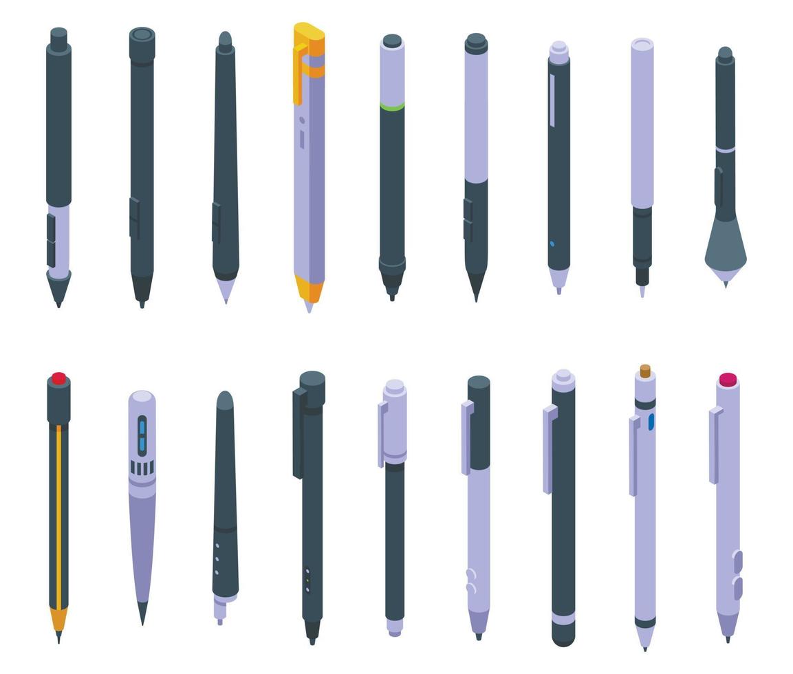 conjunto de iconos de lápiz digital vector isométrico. herramienta gráfica