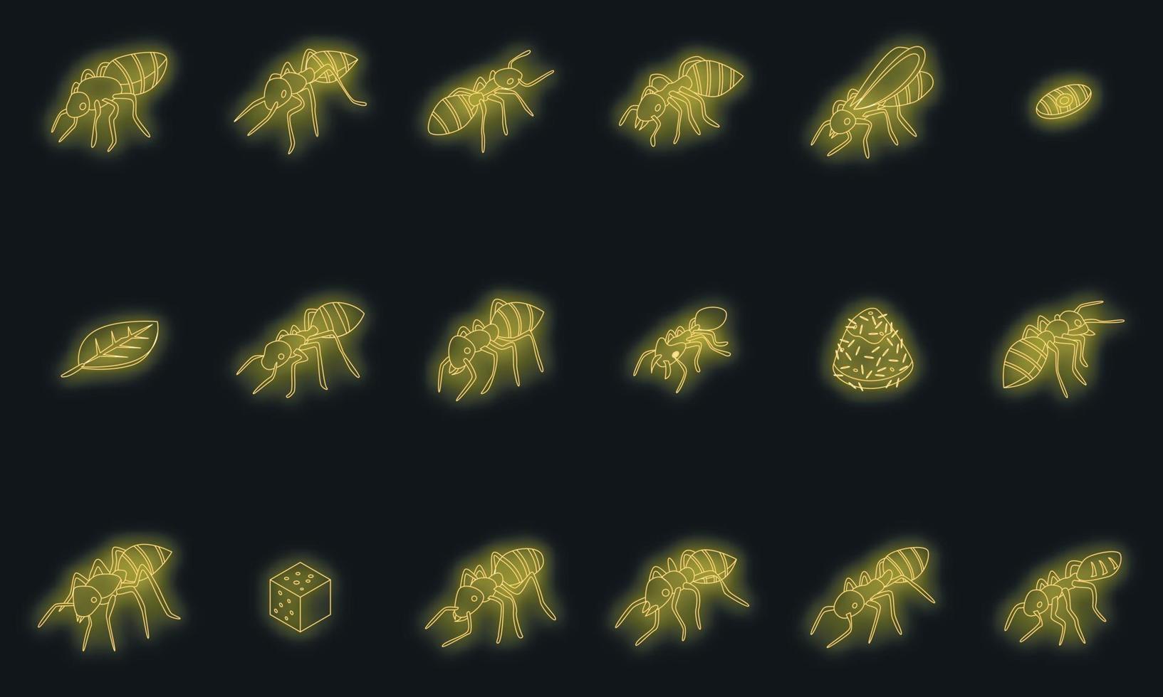 Ant icons set vector neon