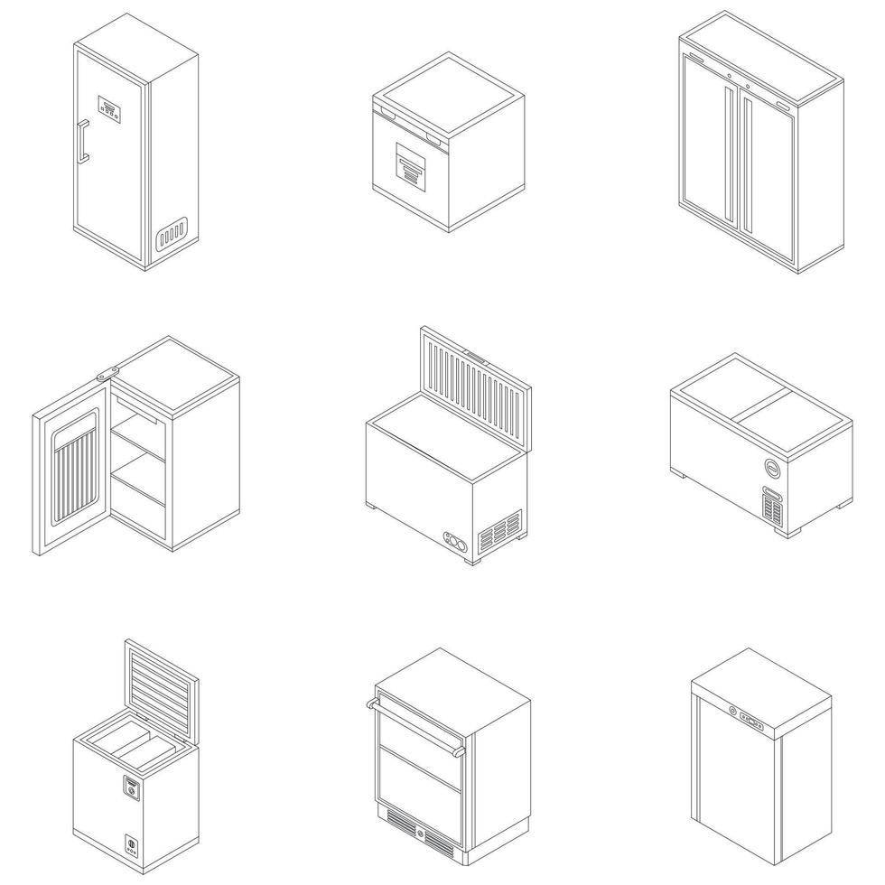 Freezer icon set vector outline