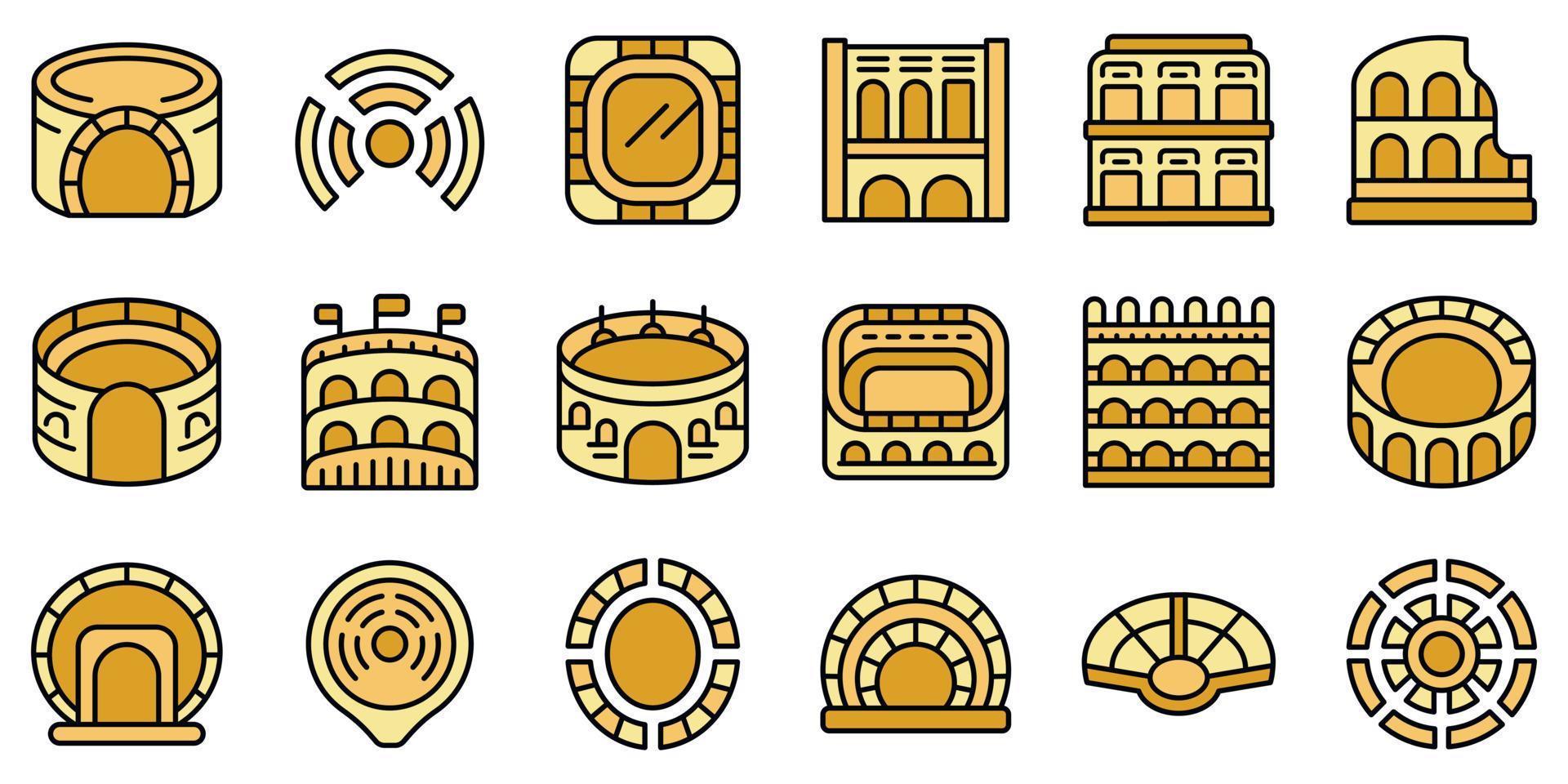 Amphitheater icons set vector flat