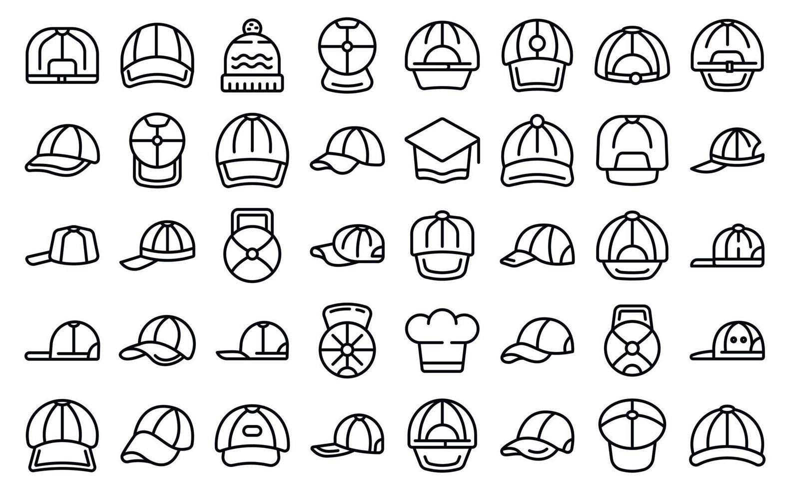 Cap icons set outline vector. Baseball hat vector