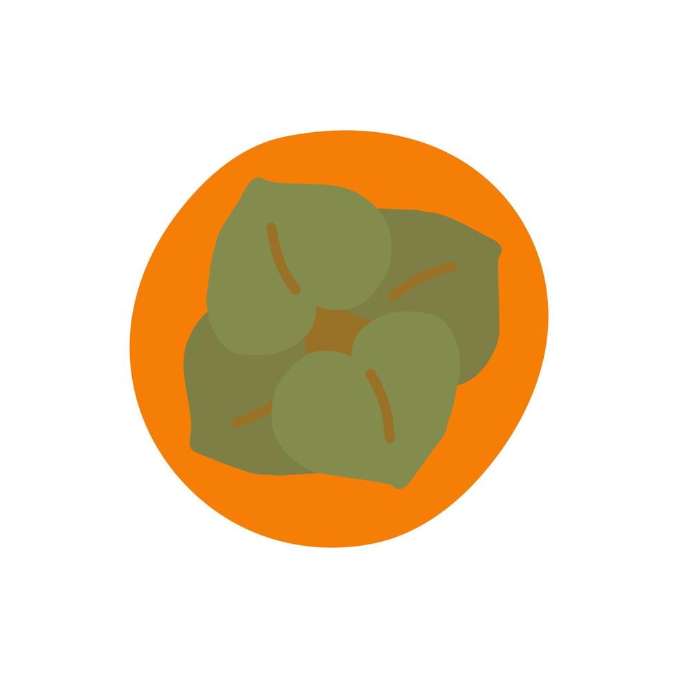 fruta de caqui dibujada a mano. , minimalismo. aislado, icono, pegatina. vector