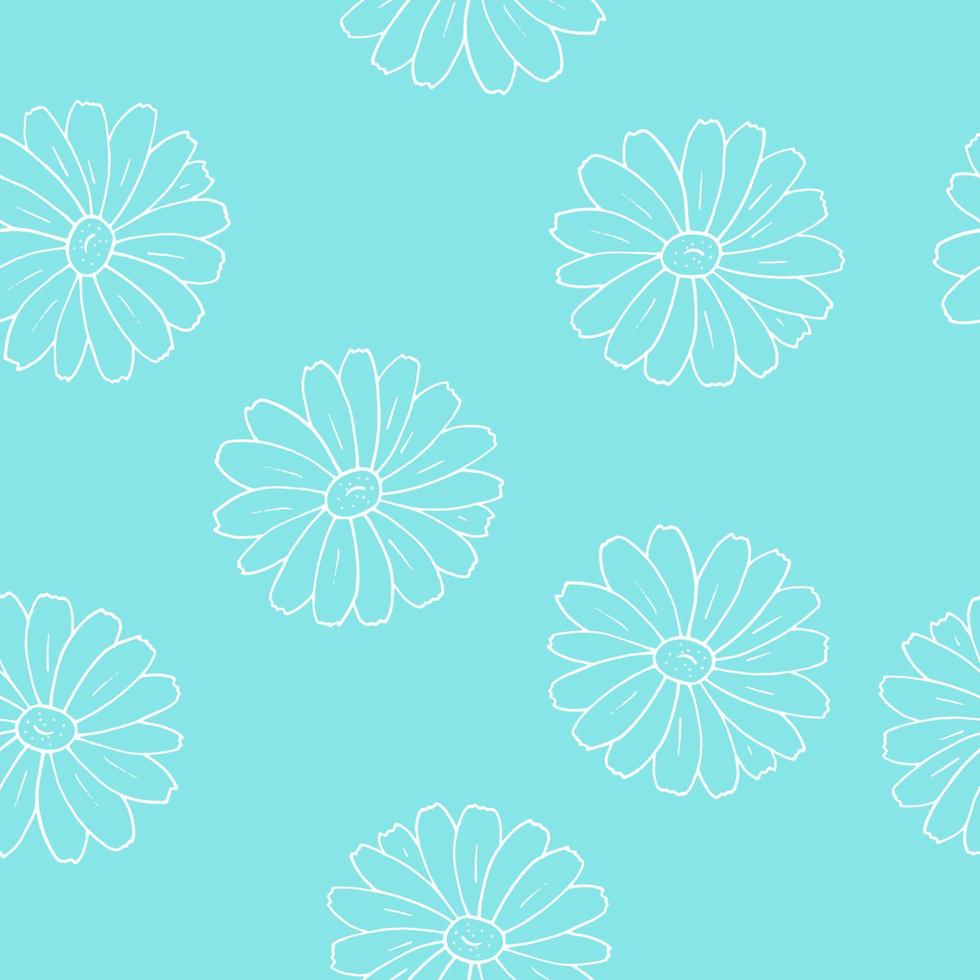 flowers seamless pattern hand drawn in doodle style. camomile background for wallpaper, textile, wrapping paper, digital paper vector