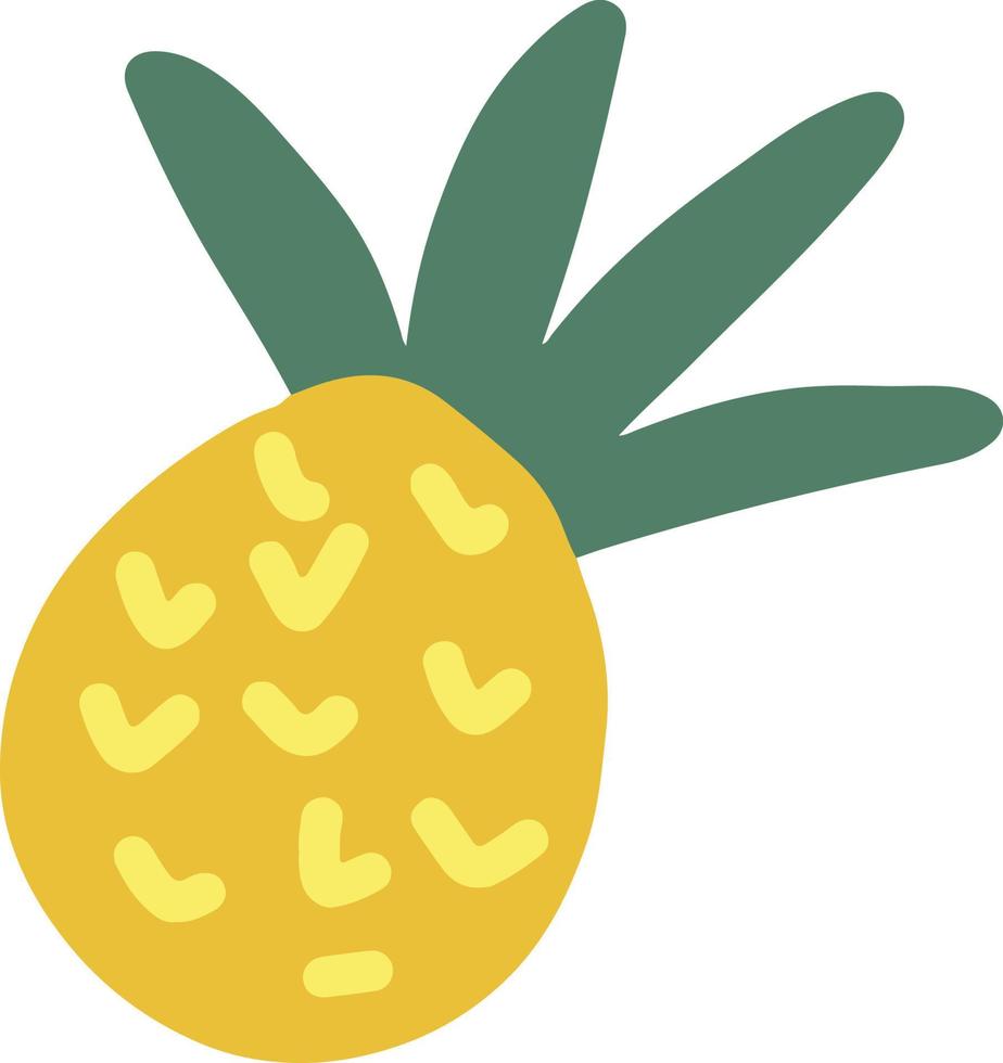 pineapple vector icon, sticker. hand drawn. illustration. red juicy summer tropical fruit trendy colors 2021