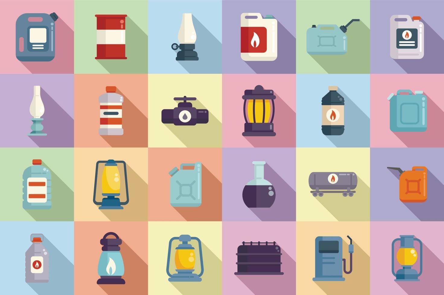Kerosene icons set flat vector. Energy container vector