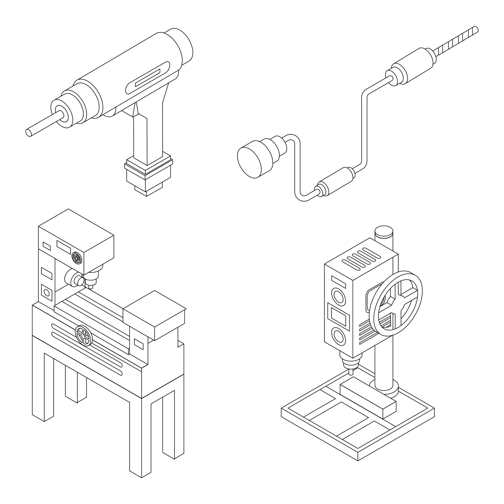Drilling machine icons set vector outline 12322197 Vector Art at Vecteezy