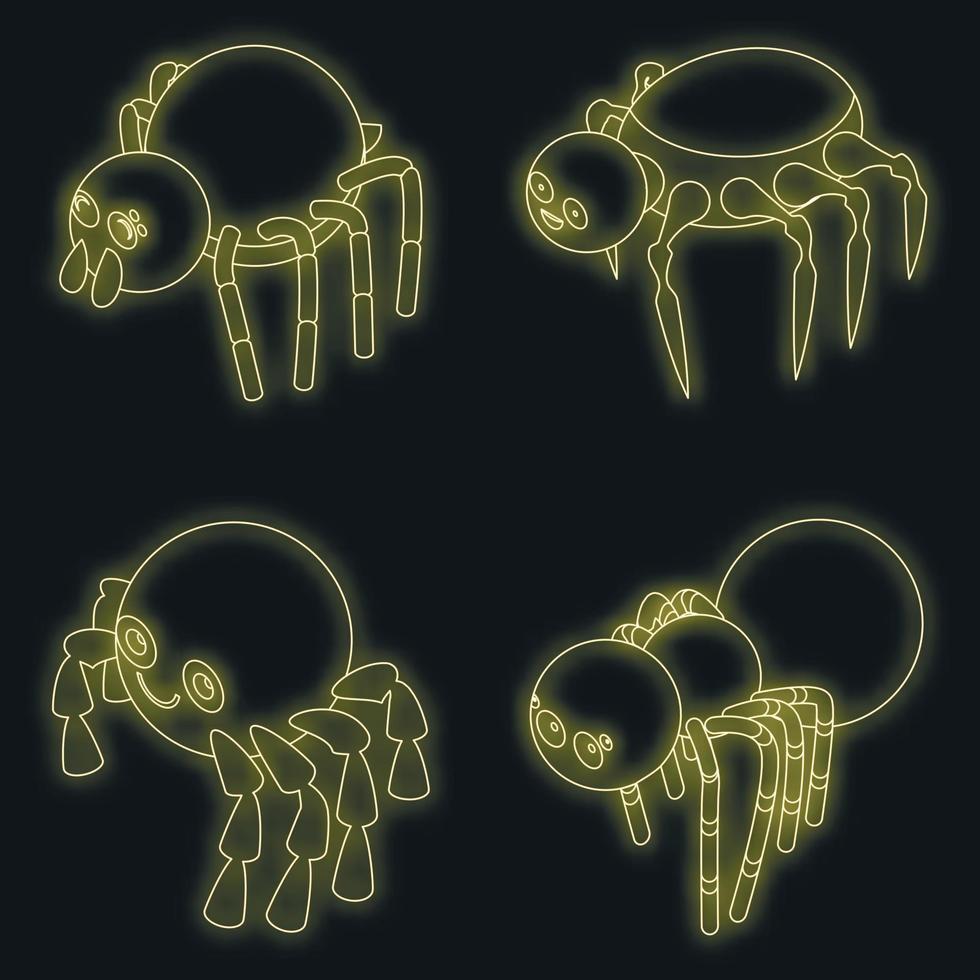 conjunto de iconos de araña neón vectorial vector