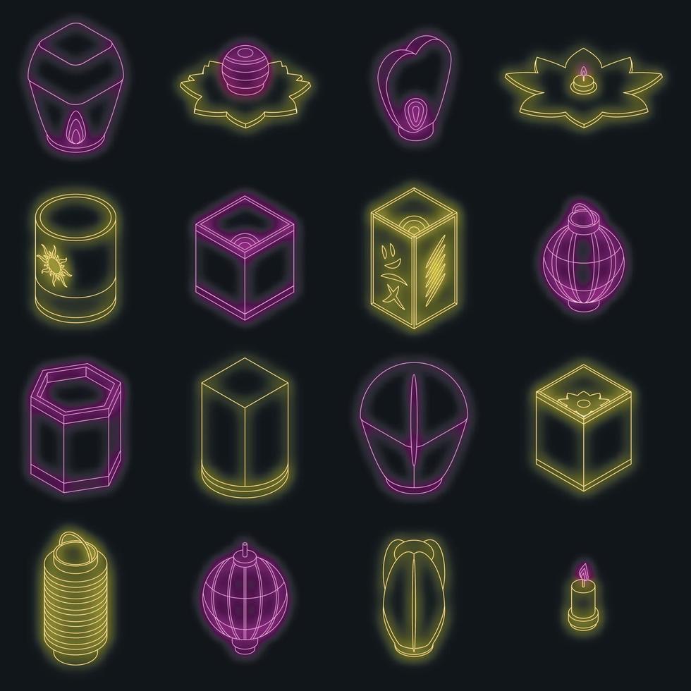 conjunto de iconos de linterna flotante neón vectorial vector