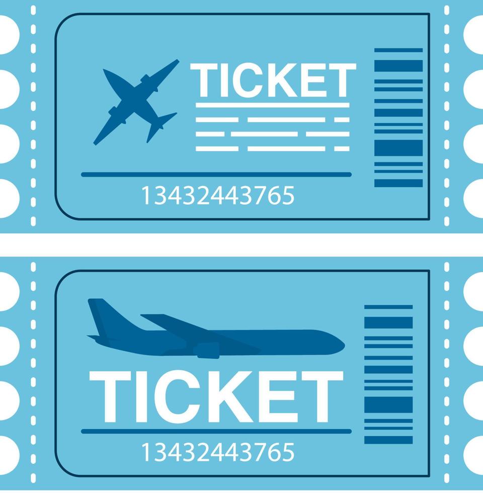 Airline ticket.Flat vector. Passenger plane tickets.Isolated illustration on white background.Jet aircraft. vector