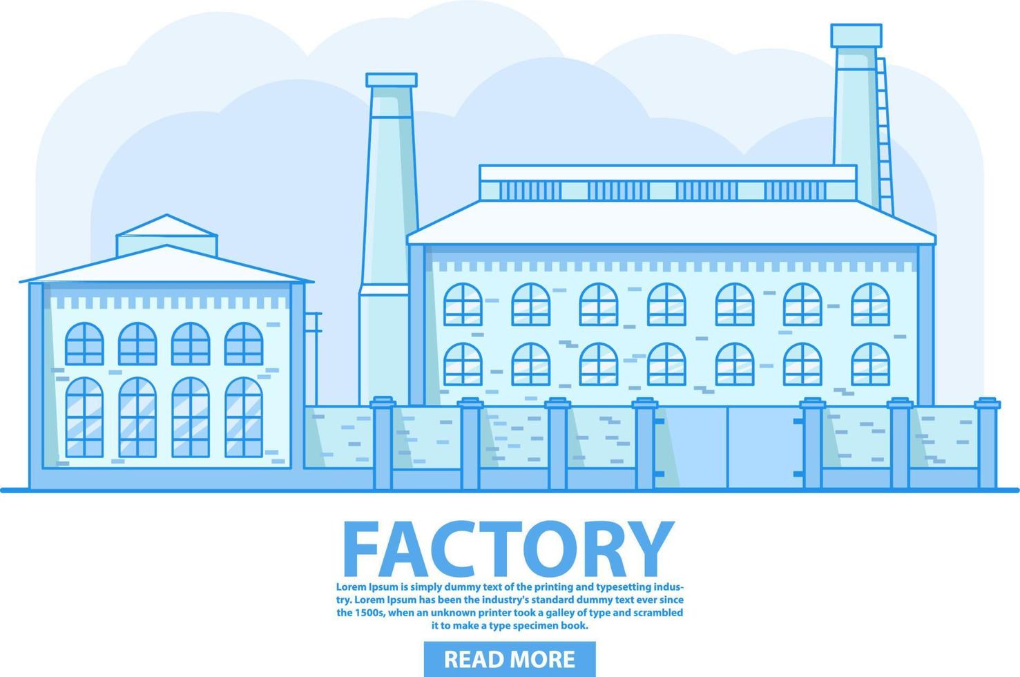 Factory building.Industrial factory concept.Old vintage plant.Brick architecture smoking chimney.Flat vector. vector