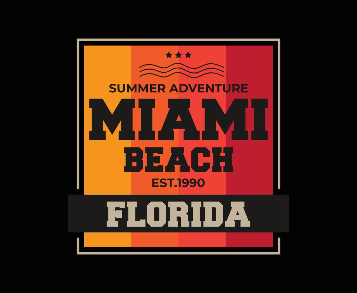 Miami Beach Florida Typography Vector T-shirt Design