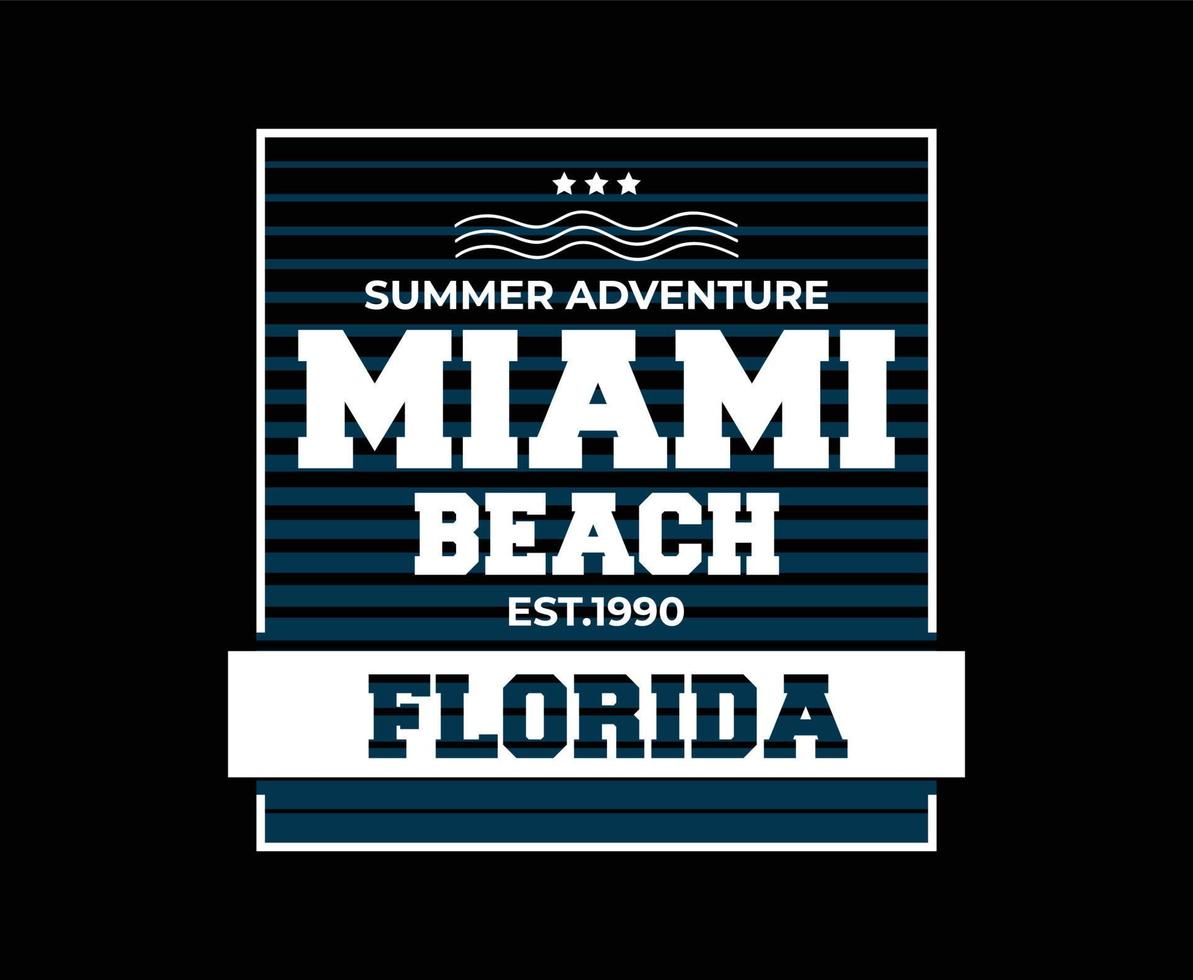 Miami Beach Florida Typography Vector T-shirt Design
