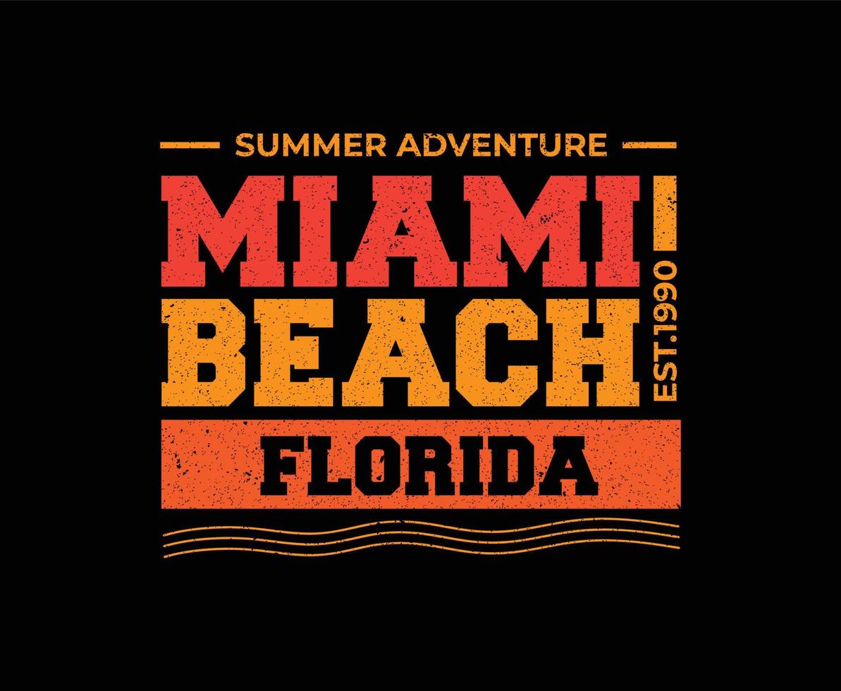 Miami Beach Florida Typography Vector T-shirt Design