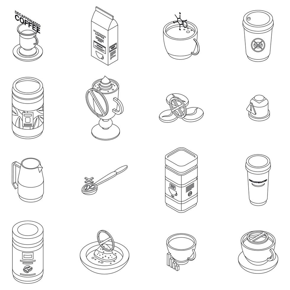 Decaffeinated coffee icons set vector outline