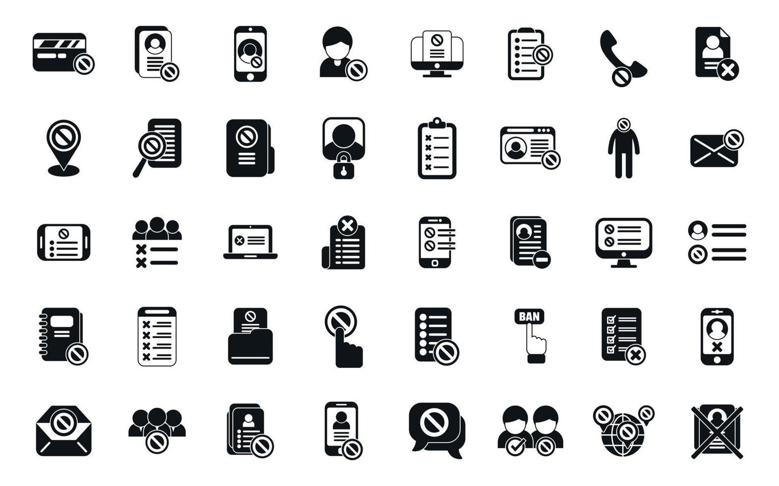 Blacklist icons set simple vector. Person account vector