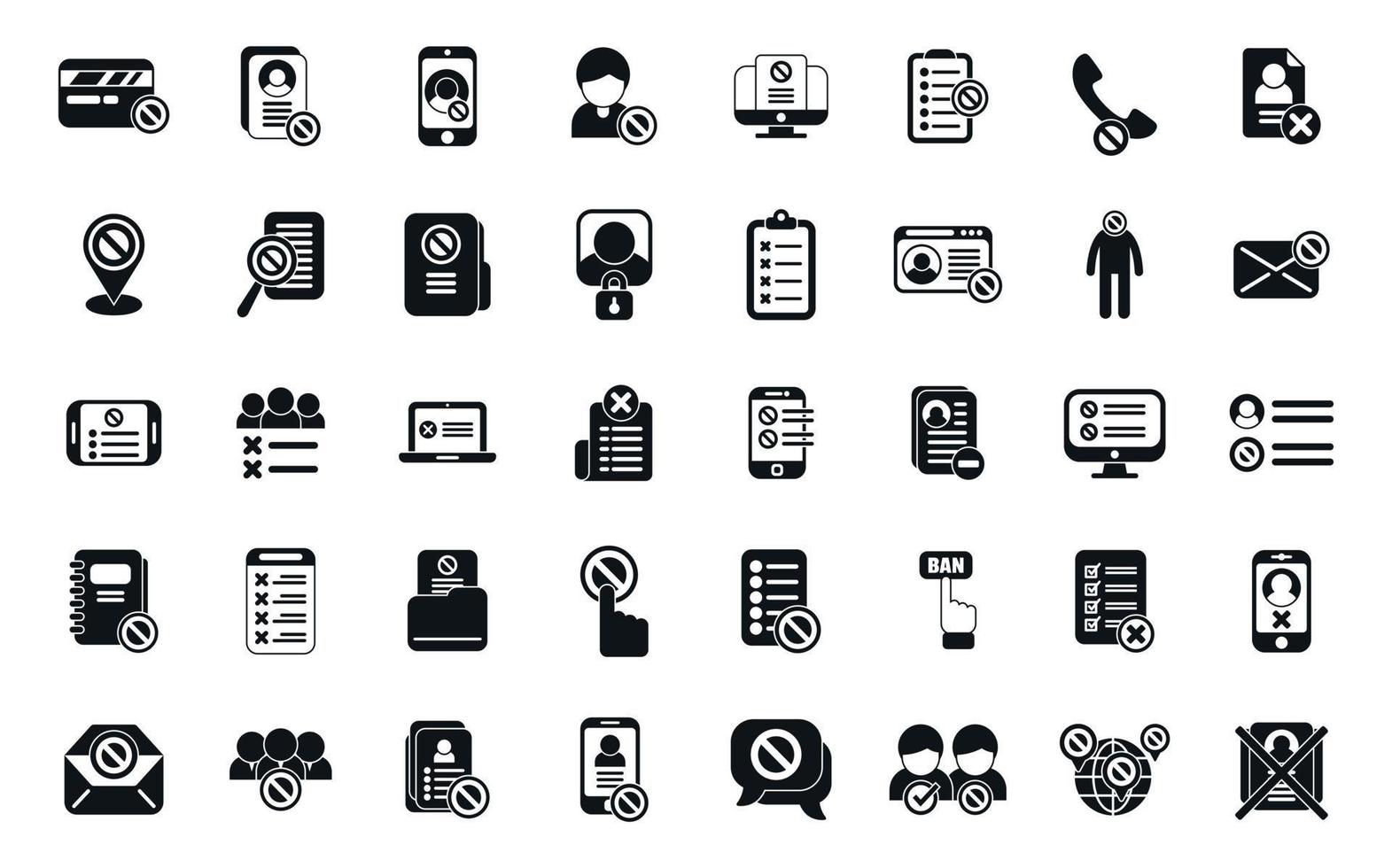 los iconos de la lista negra establecen un vector simple. cuenta personal