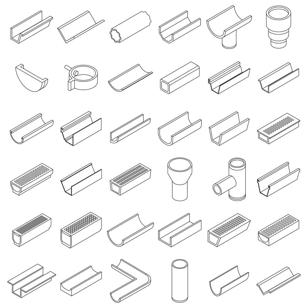 Gutter icons set vector outline