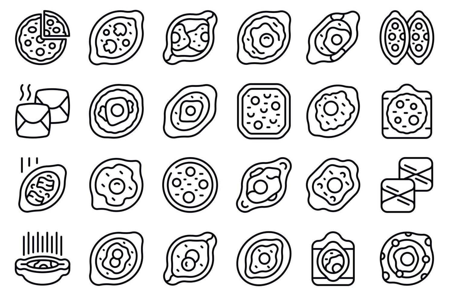 los iconos de khachapuri establecen el vector de contorno. pastelería