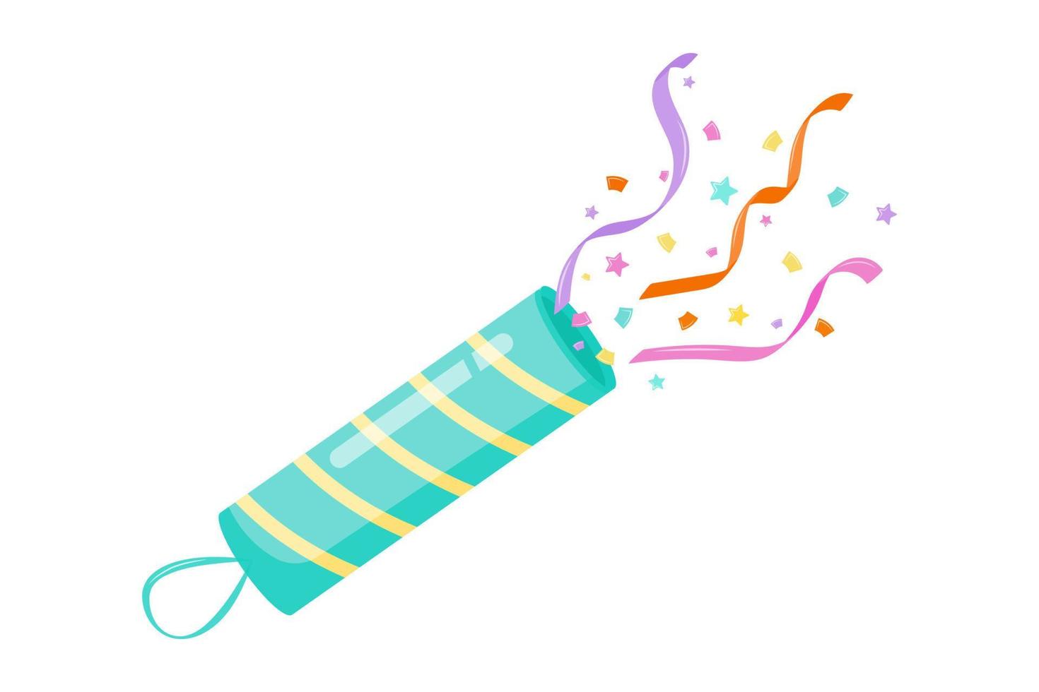 Party popper with confetti on white bacground vector
