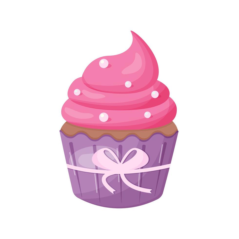 Delicious cupcake with bow vector