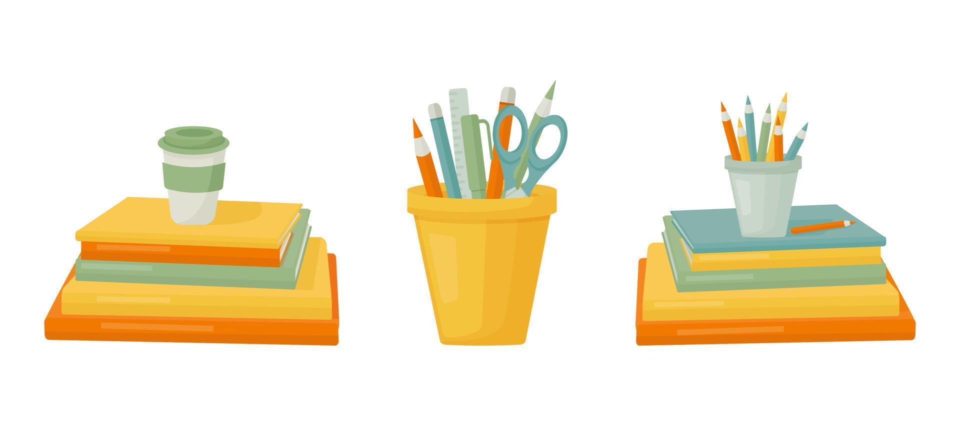 study and work elements set vector
