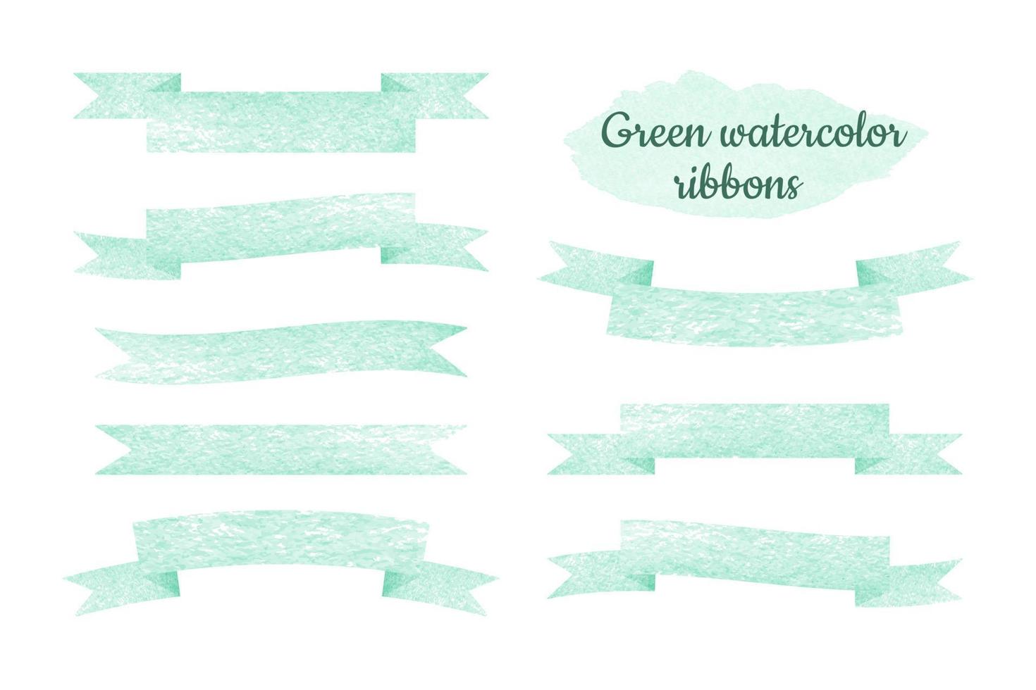 green watercolor ribbon set on white background vector