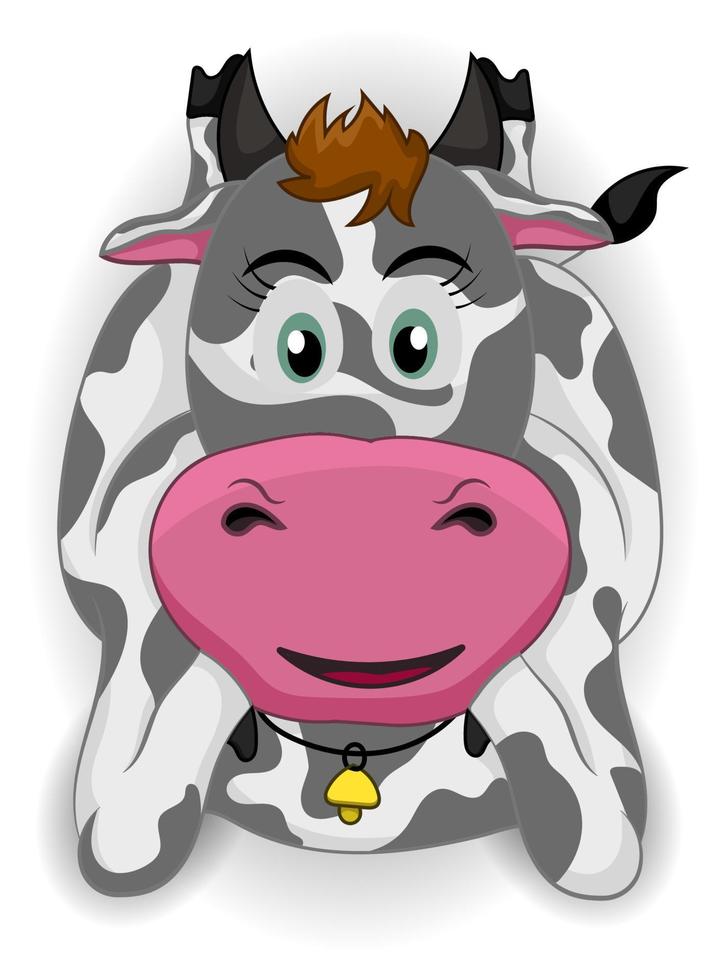 vaca linda de dibujos animados pose relajante y propensa vector
