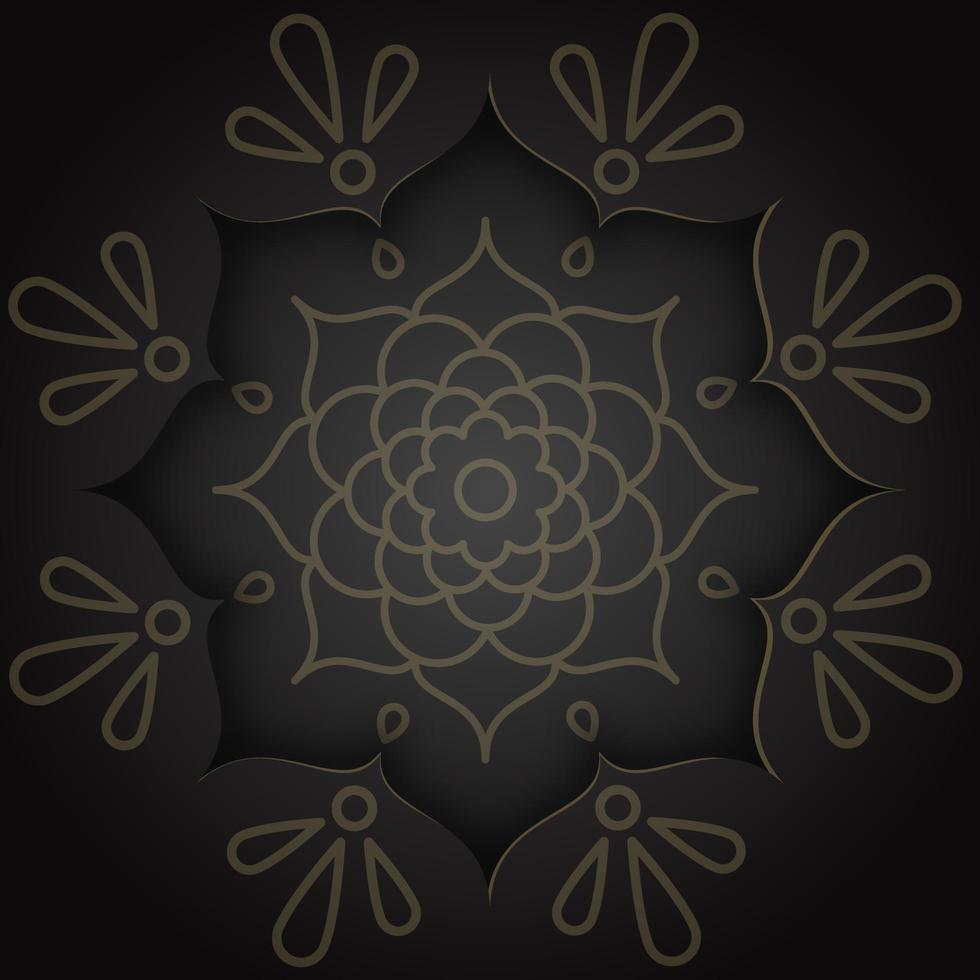 Indian design card in paper style with rangoli and mandala pattern on black background vector