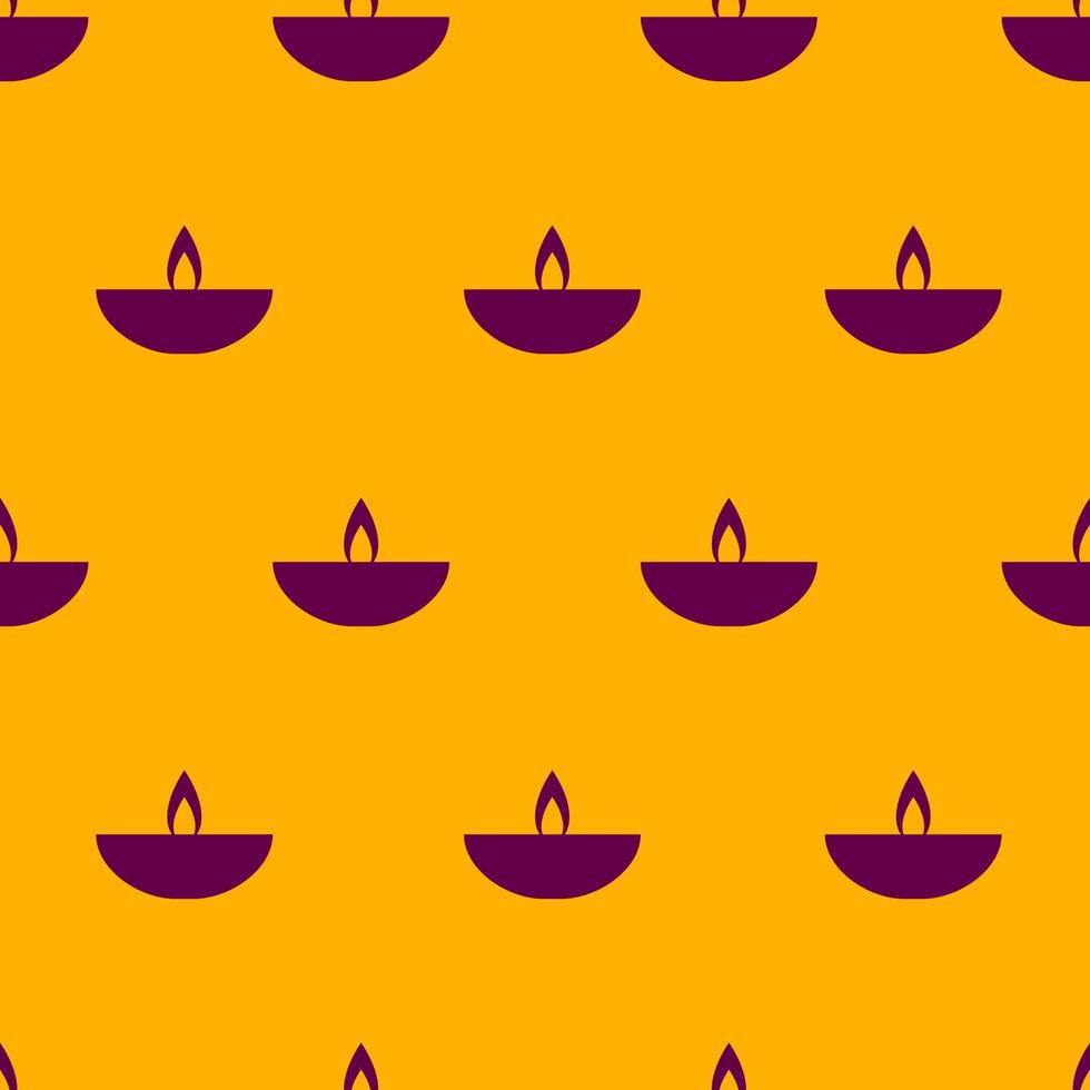 Seamless pattern with oil lamp diya for indian festival Diwali vector