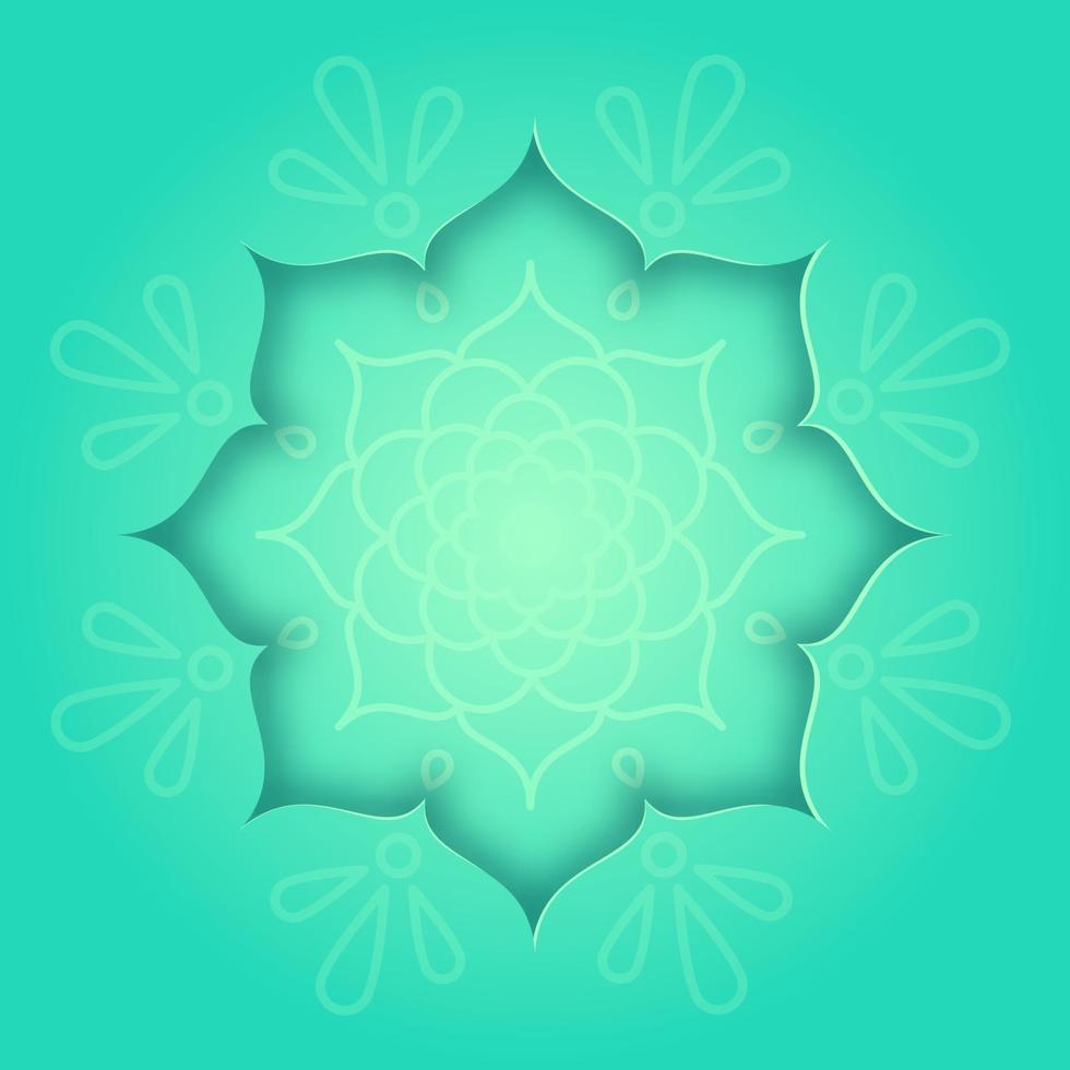 Indian design card with green rangoli and mandala pattern concept vector