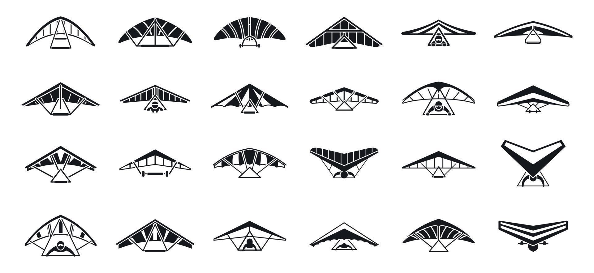Hang glider icons set simple vector. Sport activity vector