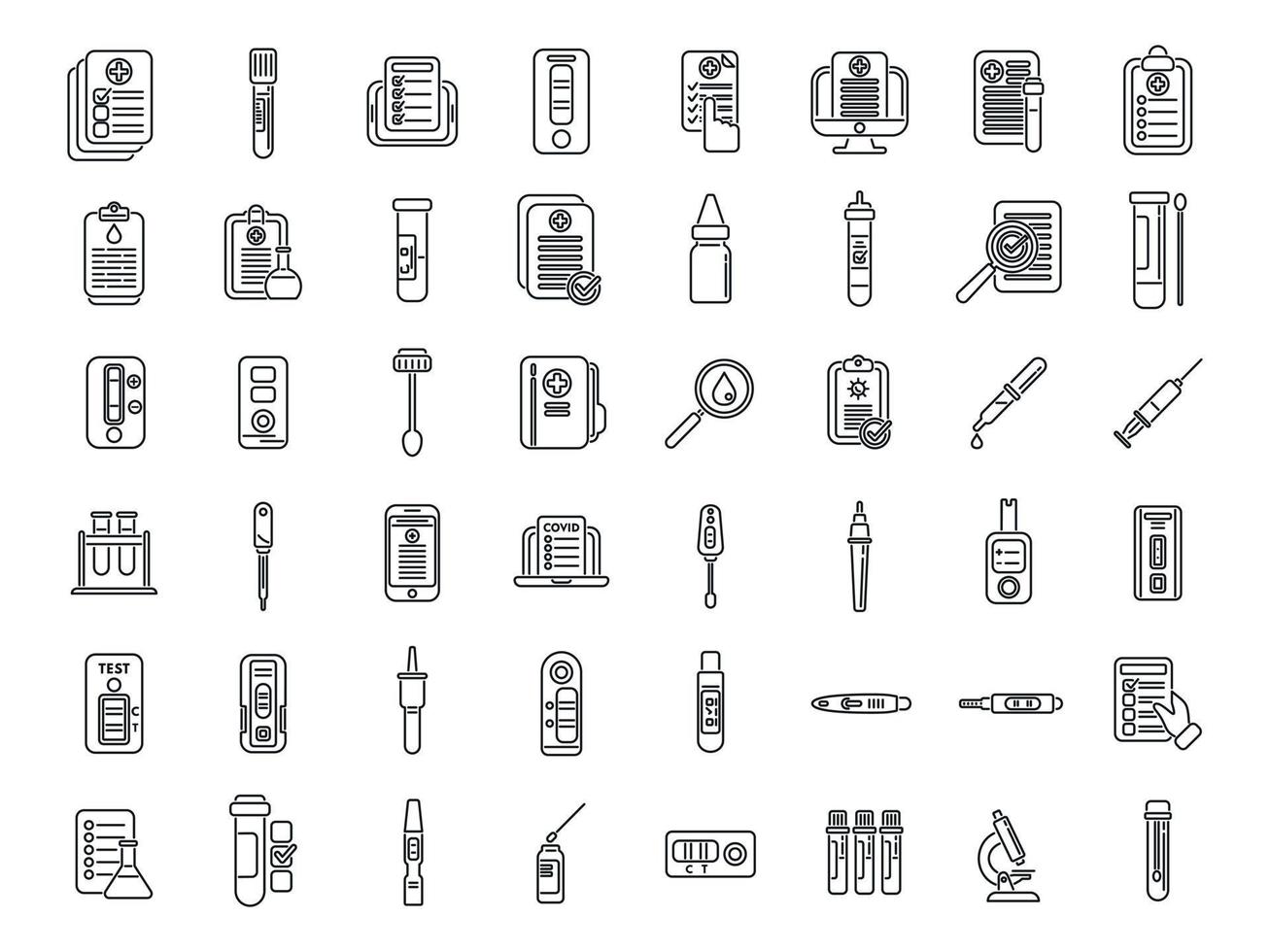 Test result icons set outline vector. Hiv test vector