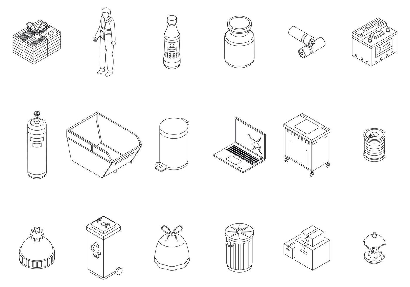 Waste icons set vector outline