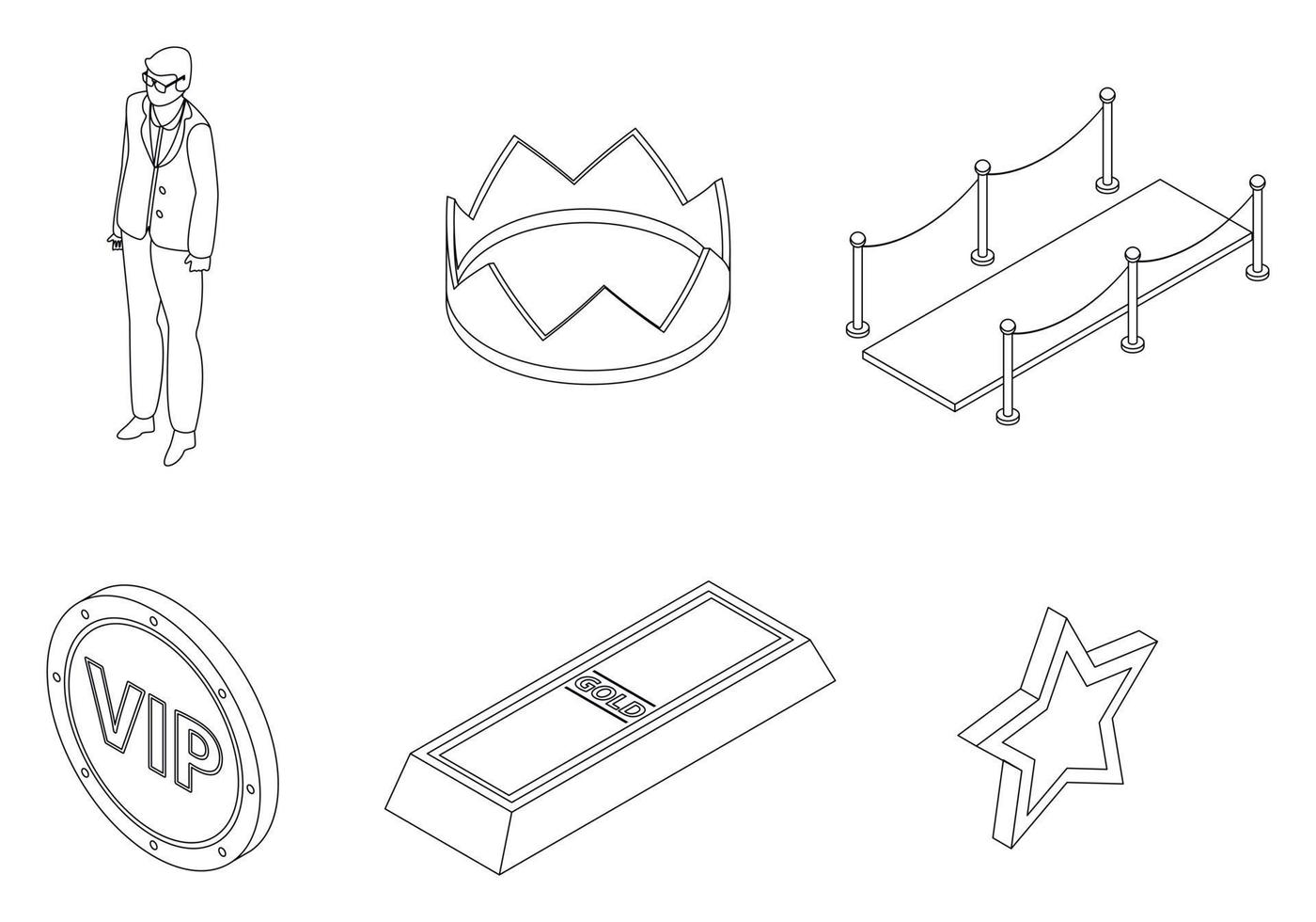 Vip icons set vector outline