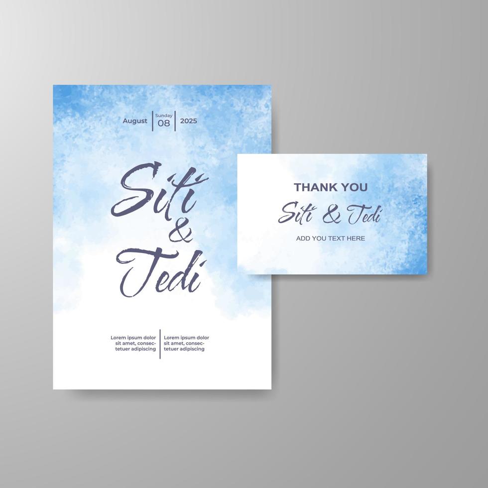 Wedding invitation with abstract watercolor background vector