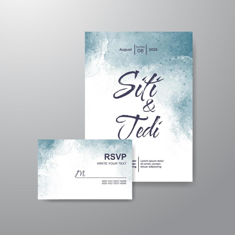 Wedding invitation with abstract watercolor background vector