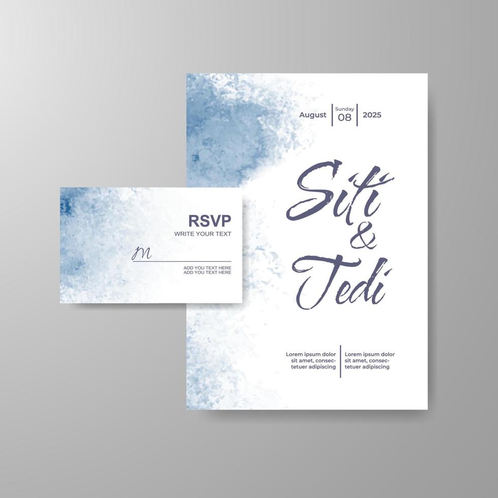 Wedding invitation with abstract watercolor background vector