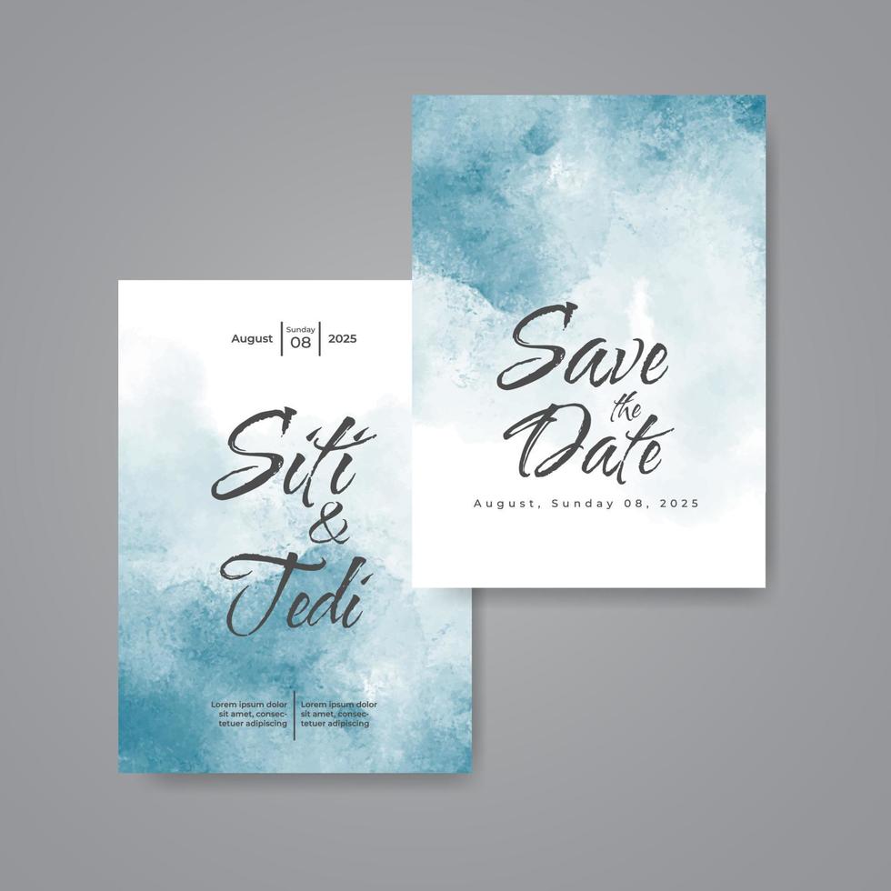 Wedding invitation with abstract watercolor background vector