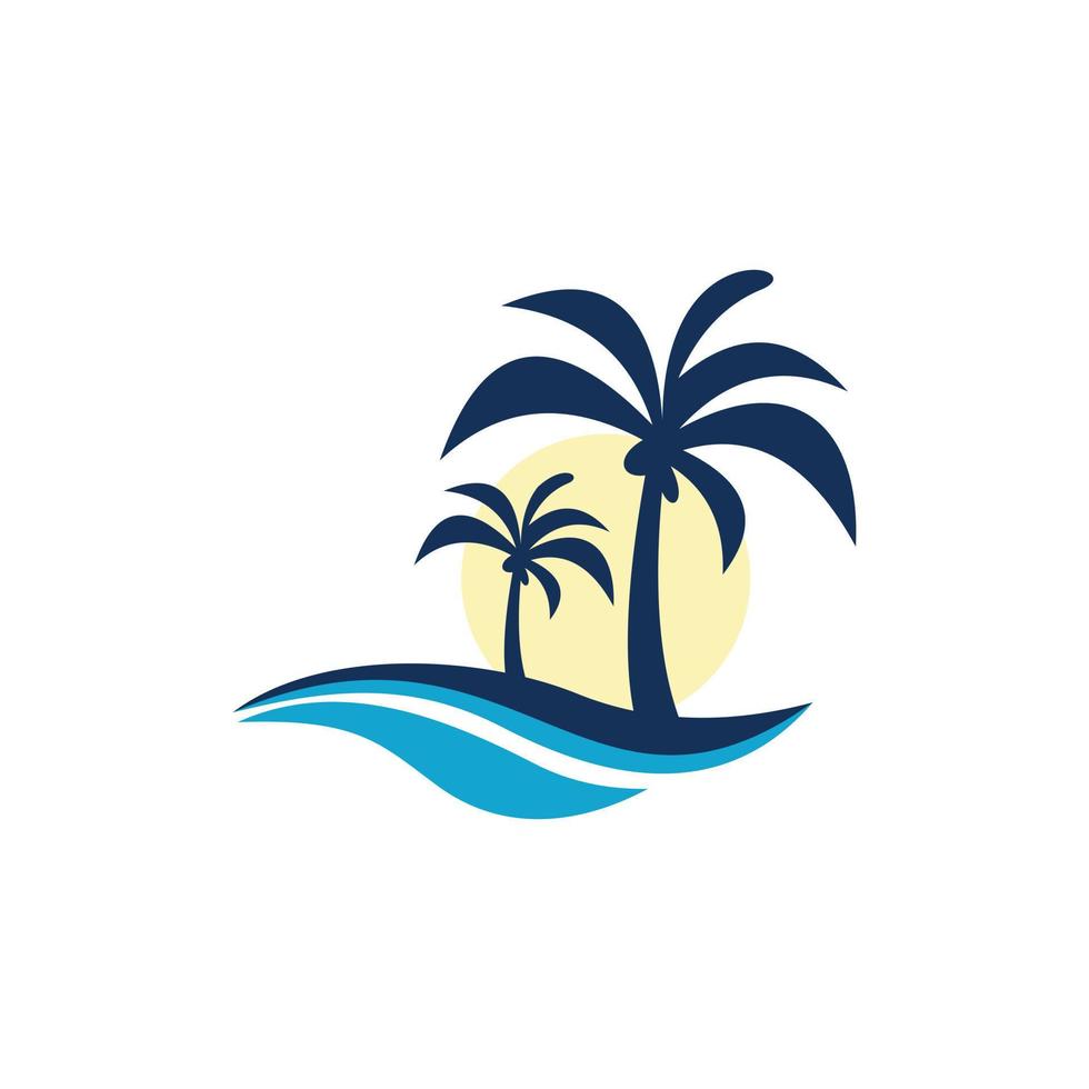 Tree Palm Beach Ocean Nature Logo vector