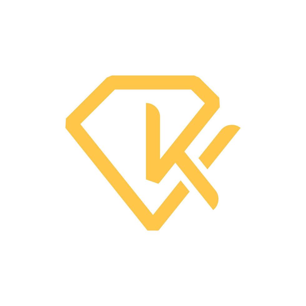 letra k línea diamante moderno simple logo vector