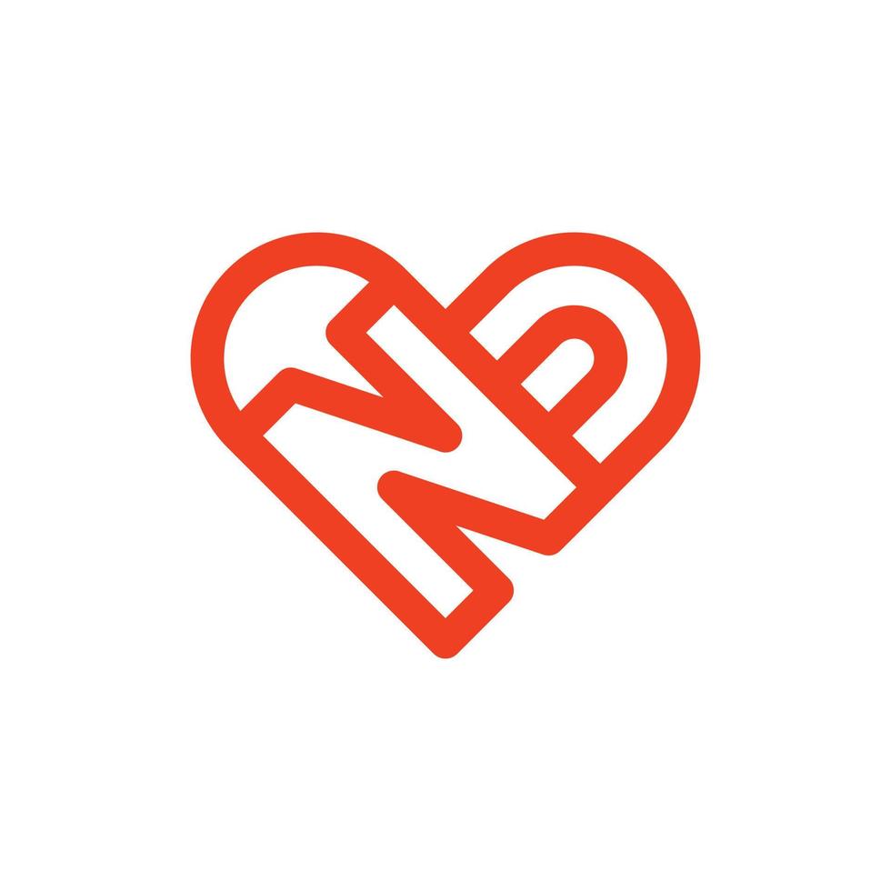 letra n amor abstracto simple logotipo de empresa vector