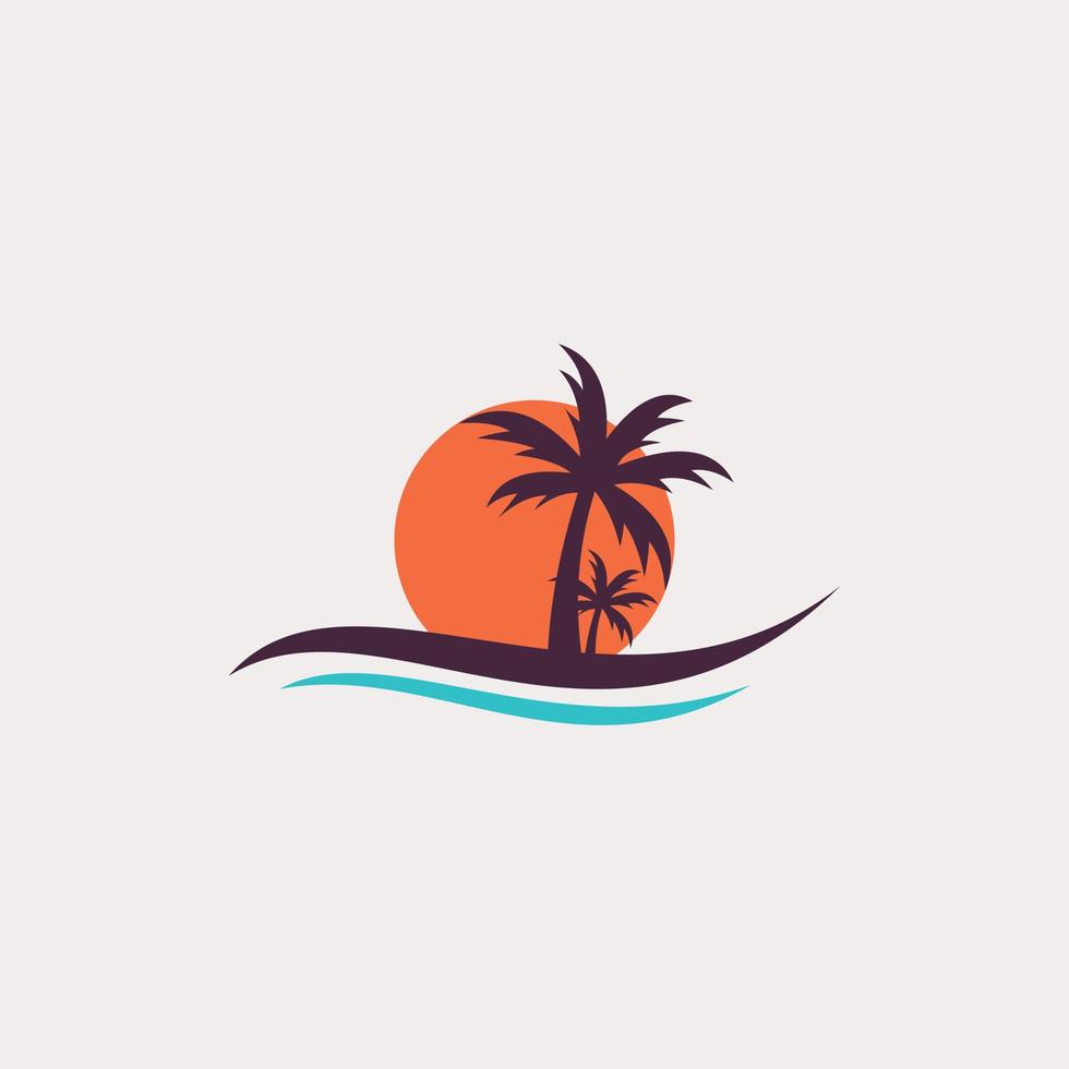 árbol palm beach naturaleza vacaciones logo vector