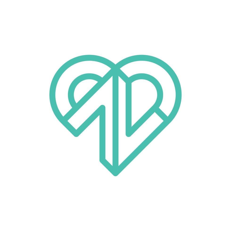 letra n línea de amor logotipo de empresa moderna vector