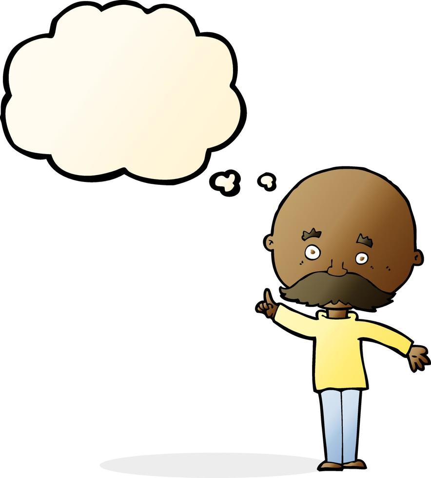 cartoon bald man with idea with thought bubble vector