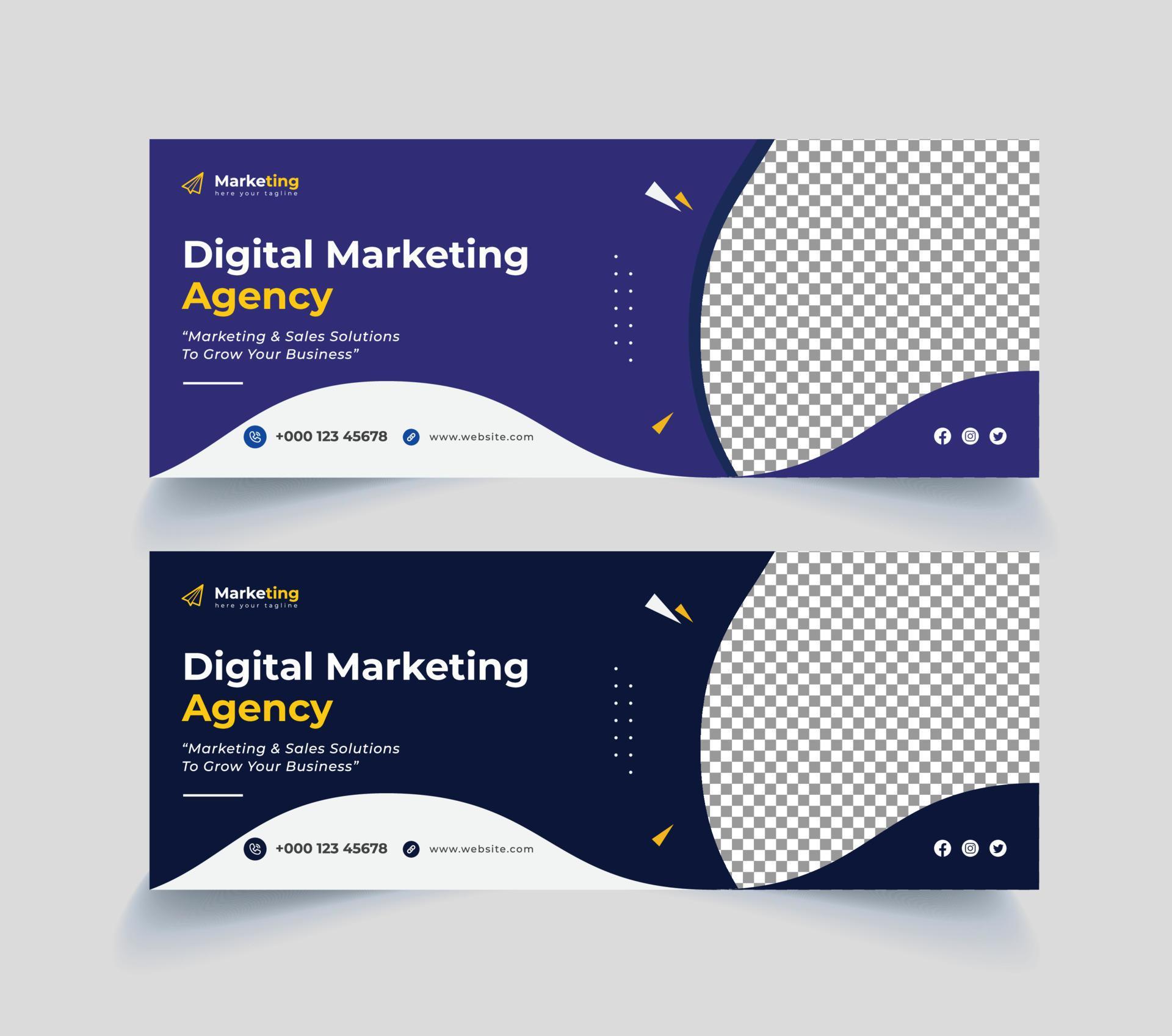 Digital Marketing Facebook Cover Page Design 12322908 Vector Art at ...