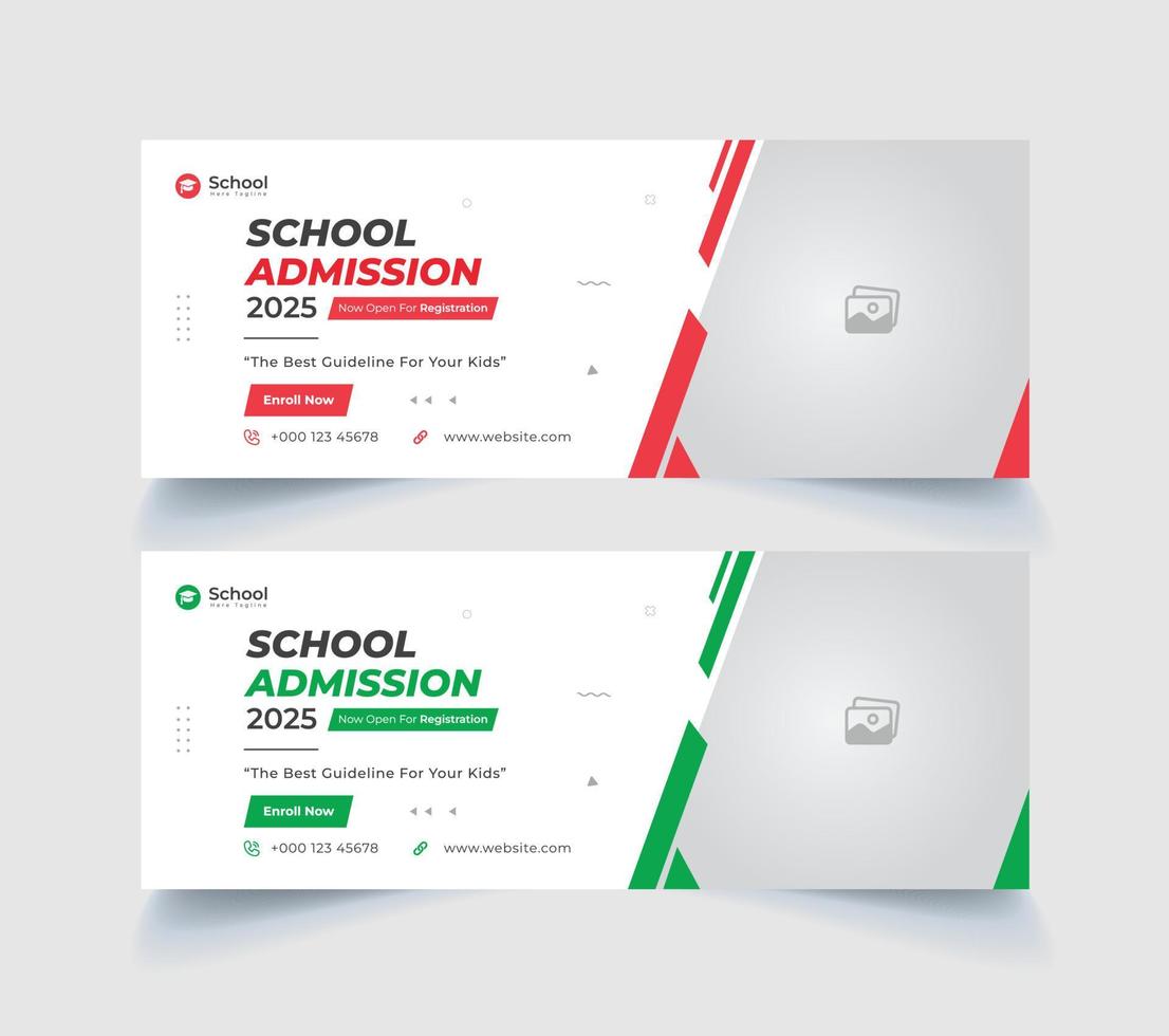 school admission facebook cover page template and digital ads vector