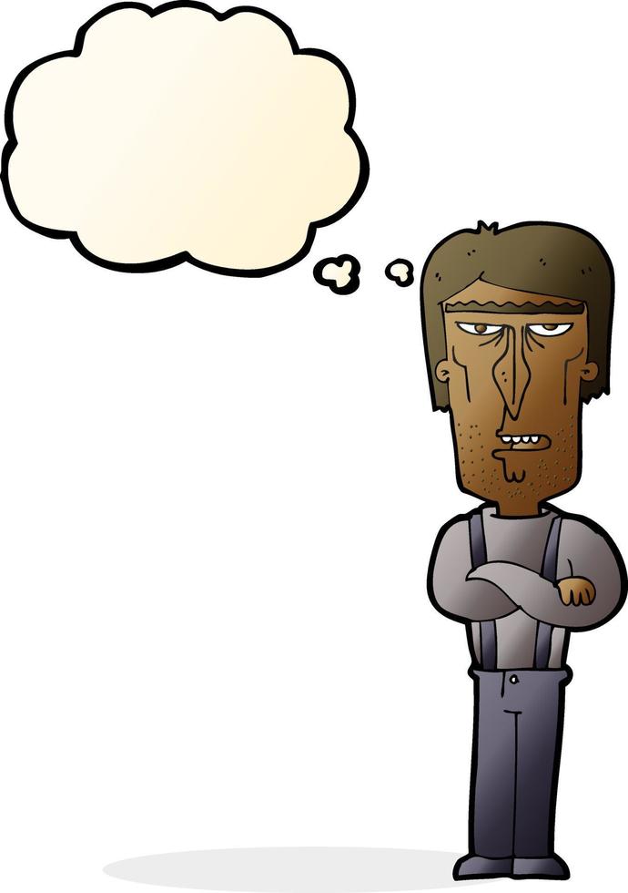 cartoon angry man with thought bubble vector