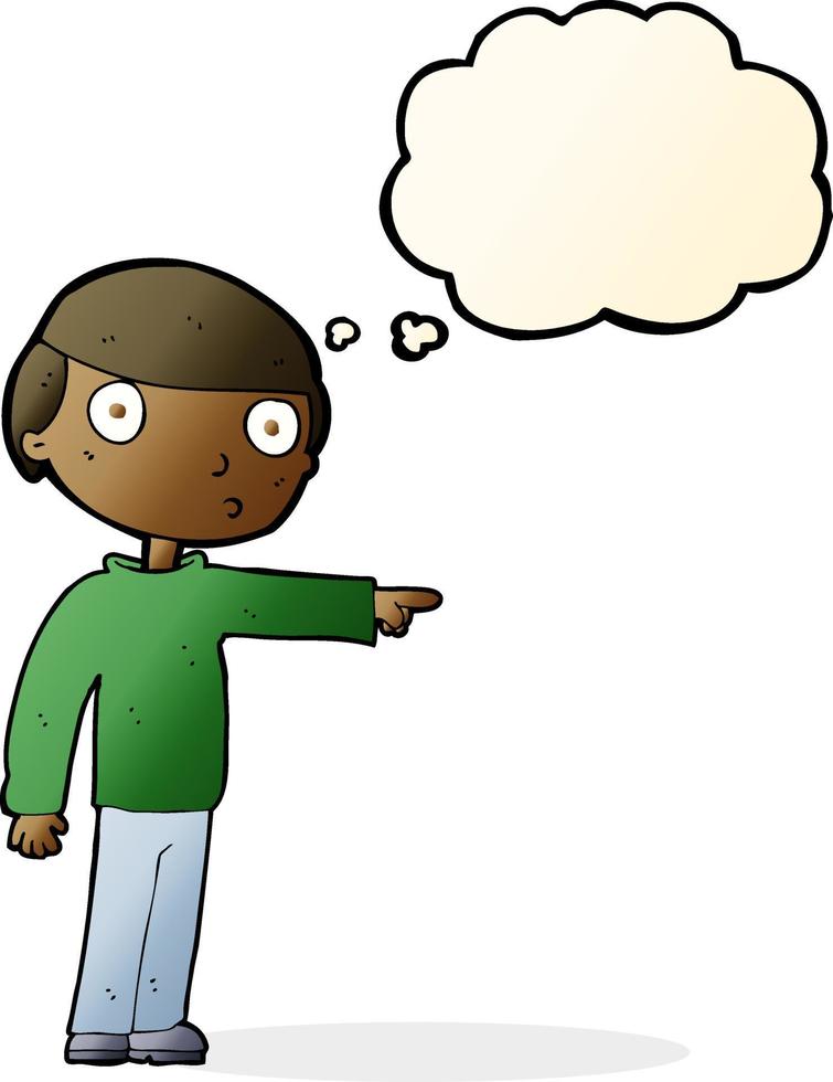 cartoon man pointing with thought bubble vector