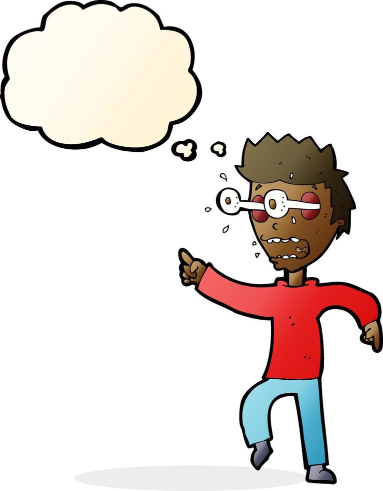 cartoon man with popping out eyes with thought bubble vector