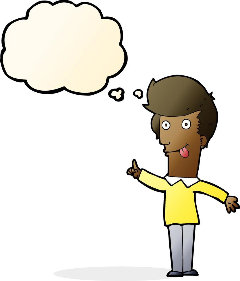 cartoon funny man with idea with thought bubble vector